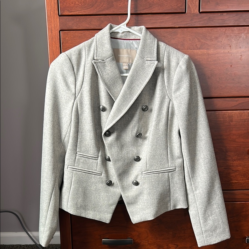 Banana Republic Gray Double-Breasted Blazer